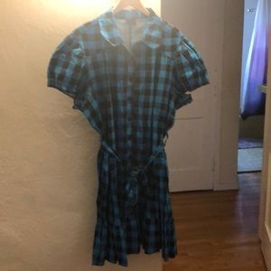 Plaid short sleeve shirt dress.